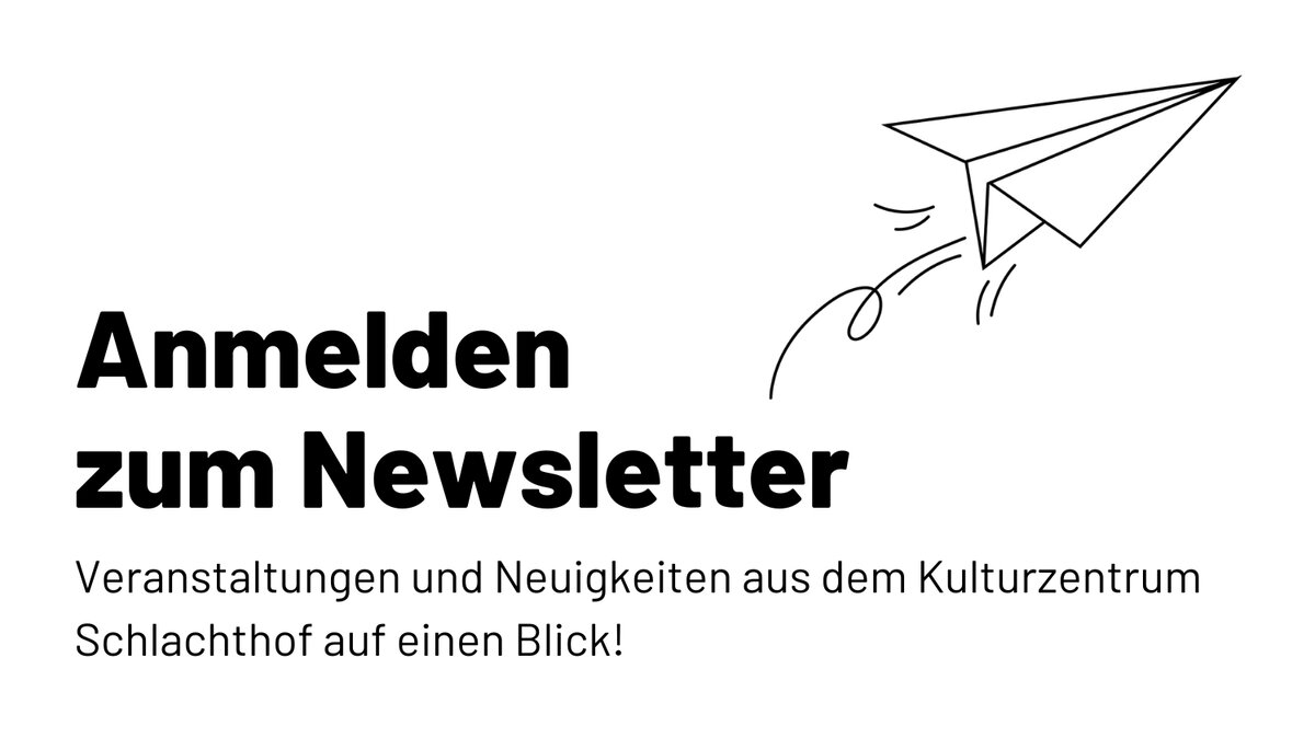 Eine Piktogramm von einem Papierflieger und der Text: Anmelden zum Newsletter